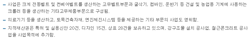 동일고무벨트-사업요약