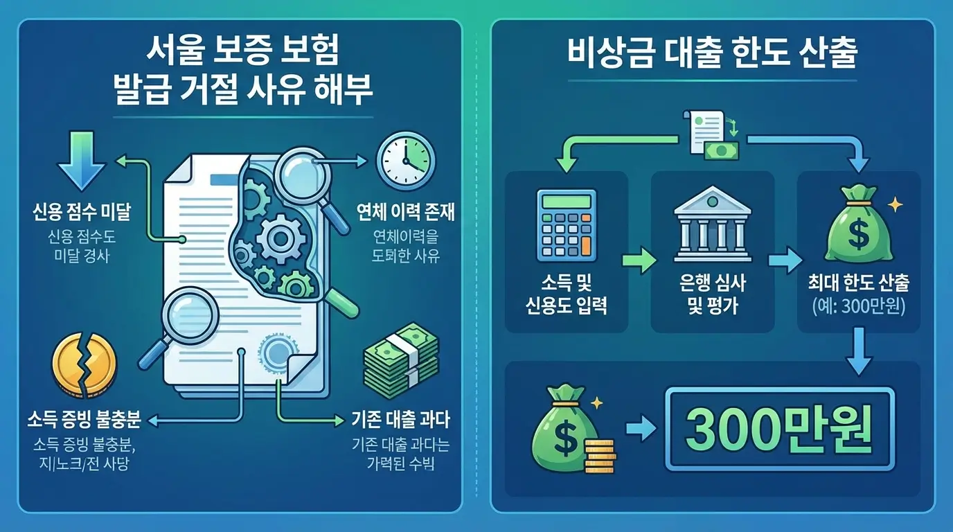 서울 보증 보험 발급 거절 사유 해부 및 비상금 대출 한도 산출