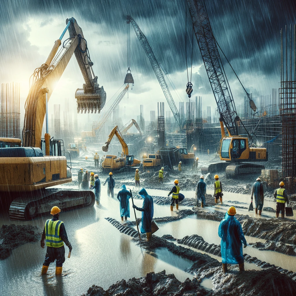 비내리는 건설현장 그림