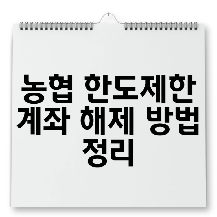 농협 한도제한계좌 해제 방법 정리