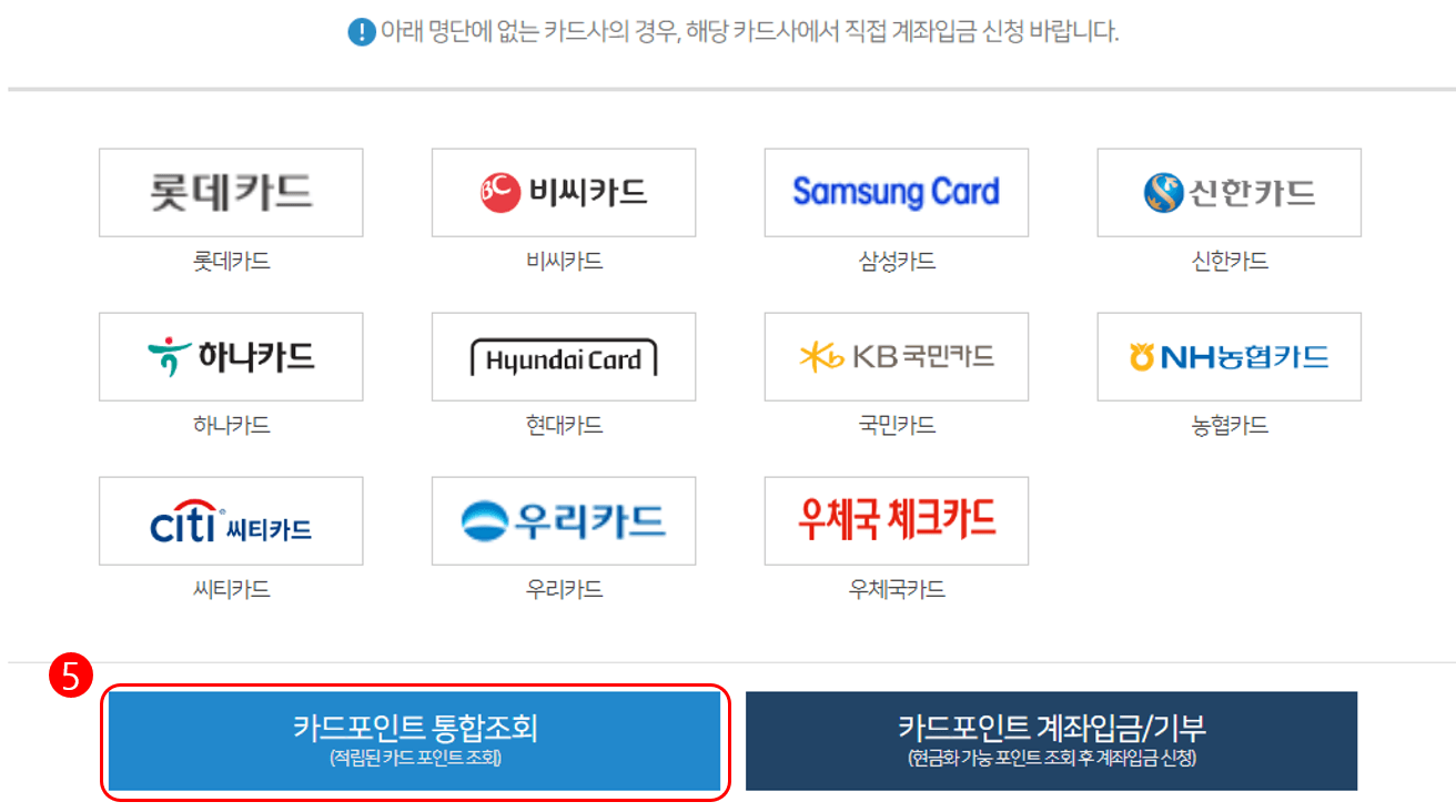 카드포인트 통합조회