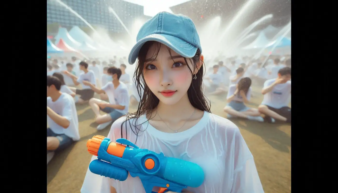 싸이-흠뻑쇼-모자-크록스를-준비하는-여성의-모습