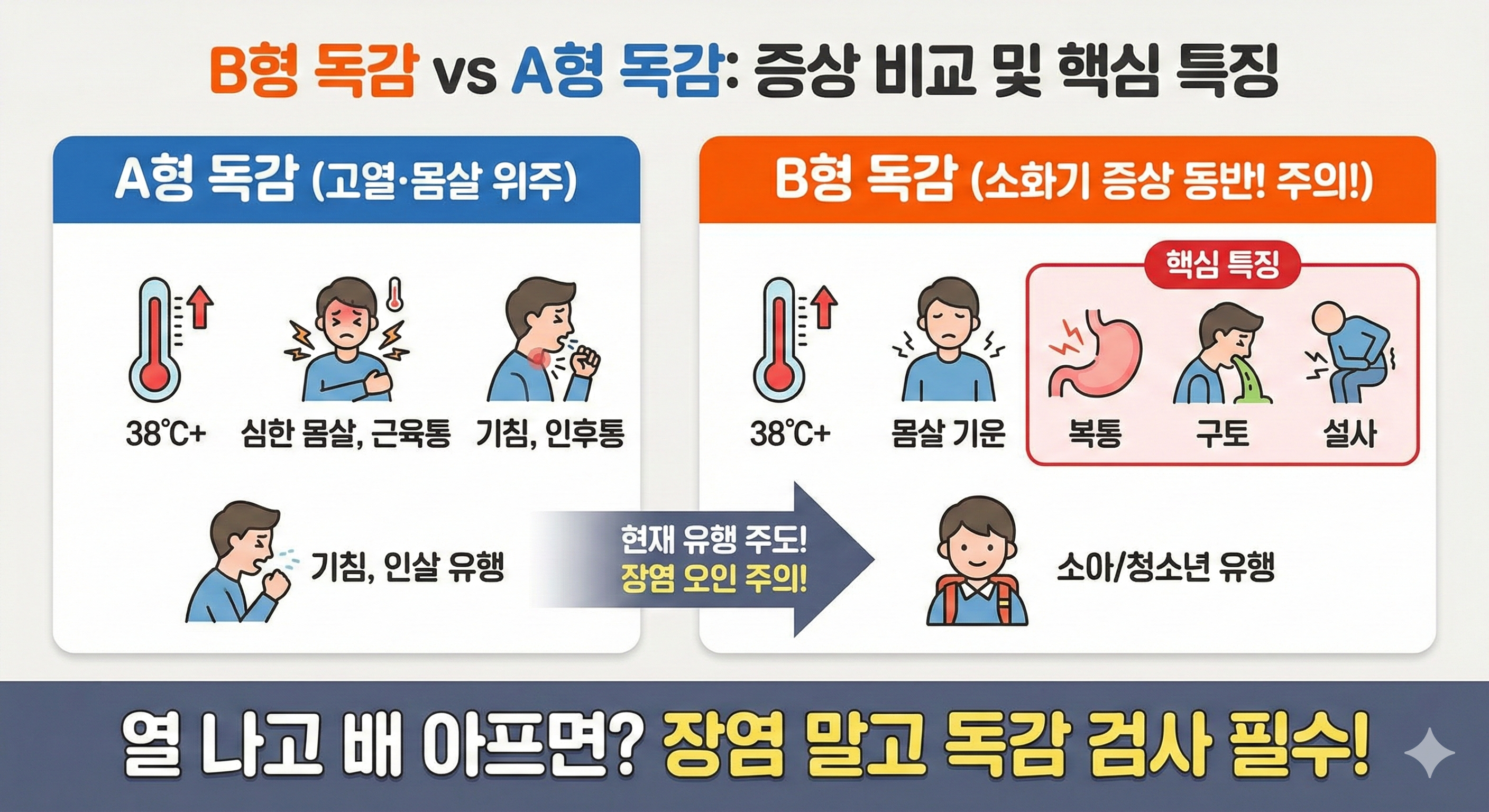 b형 독감 vs a형 독감 증상 비교 및 핵심 특징