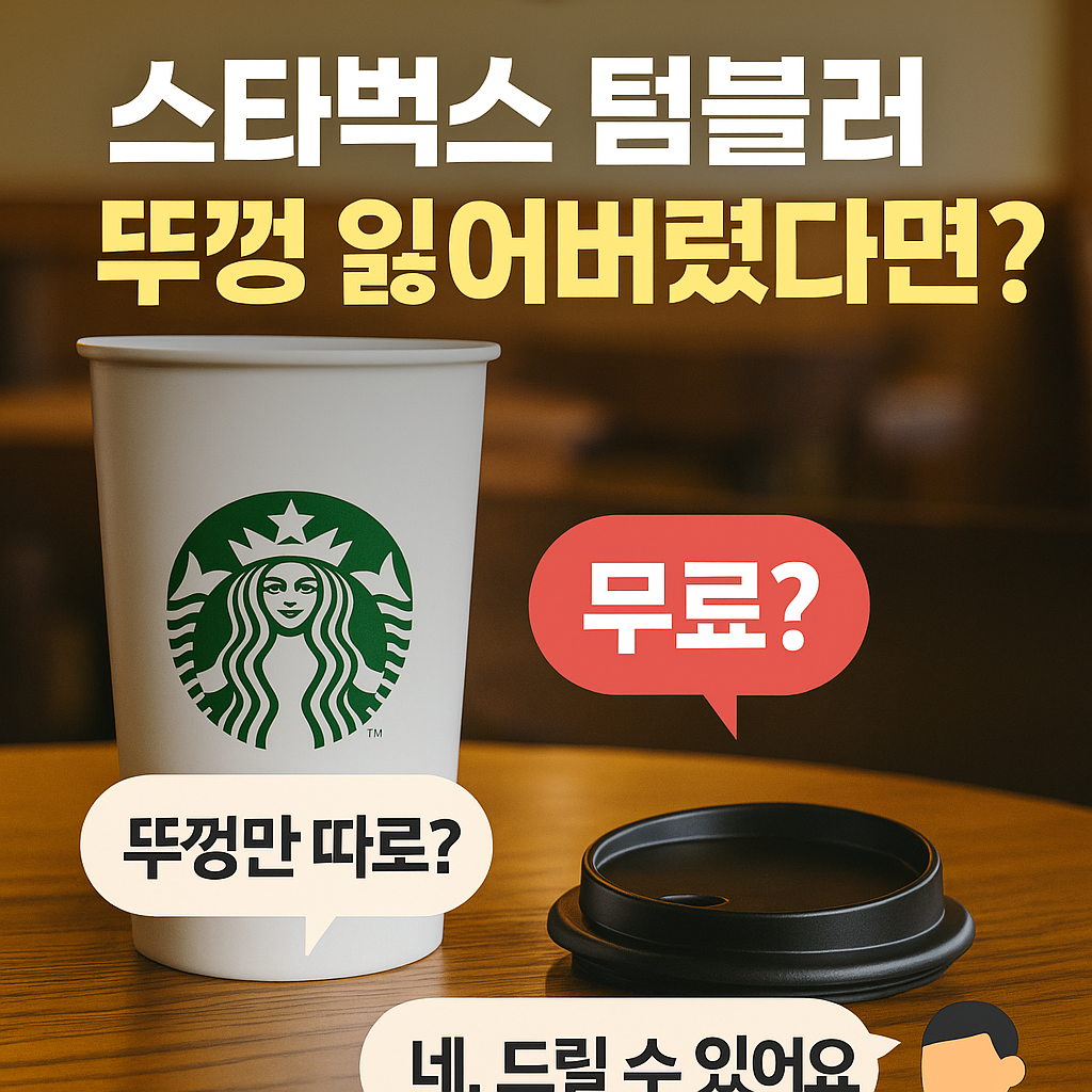 스타벅스 텀블러 뚜겅 잃어버렸다면?