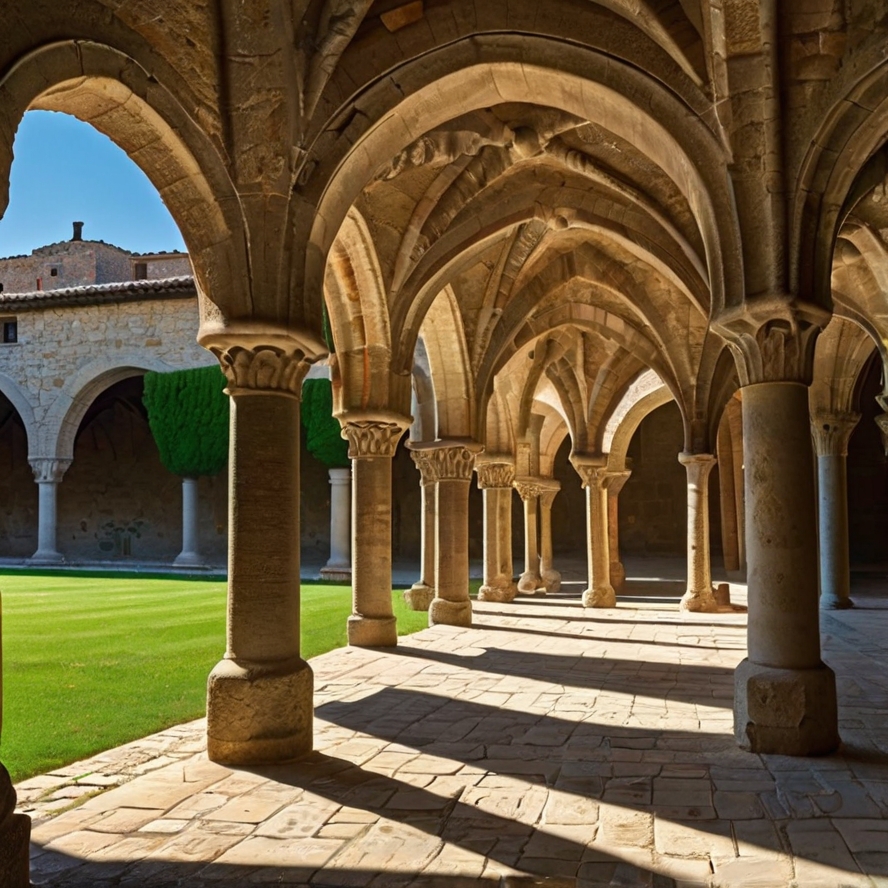 베살루 명소 산 페레 수도원 형상화한 이미지