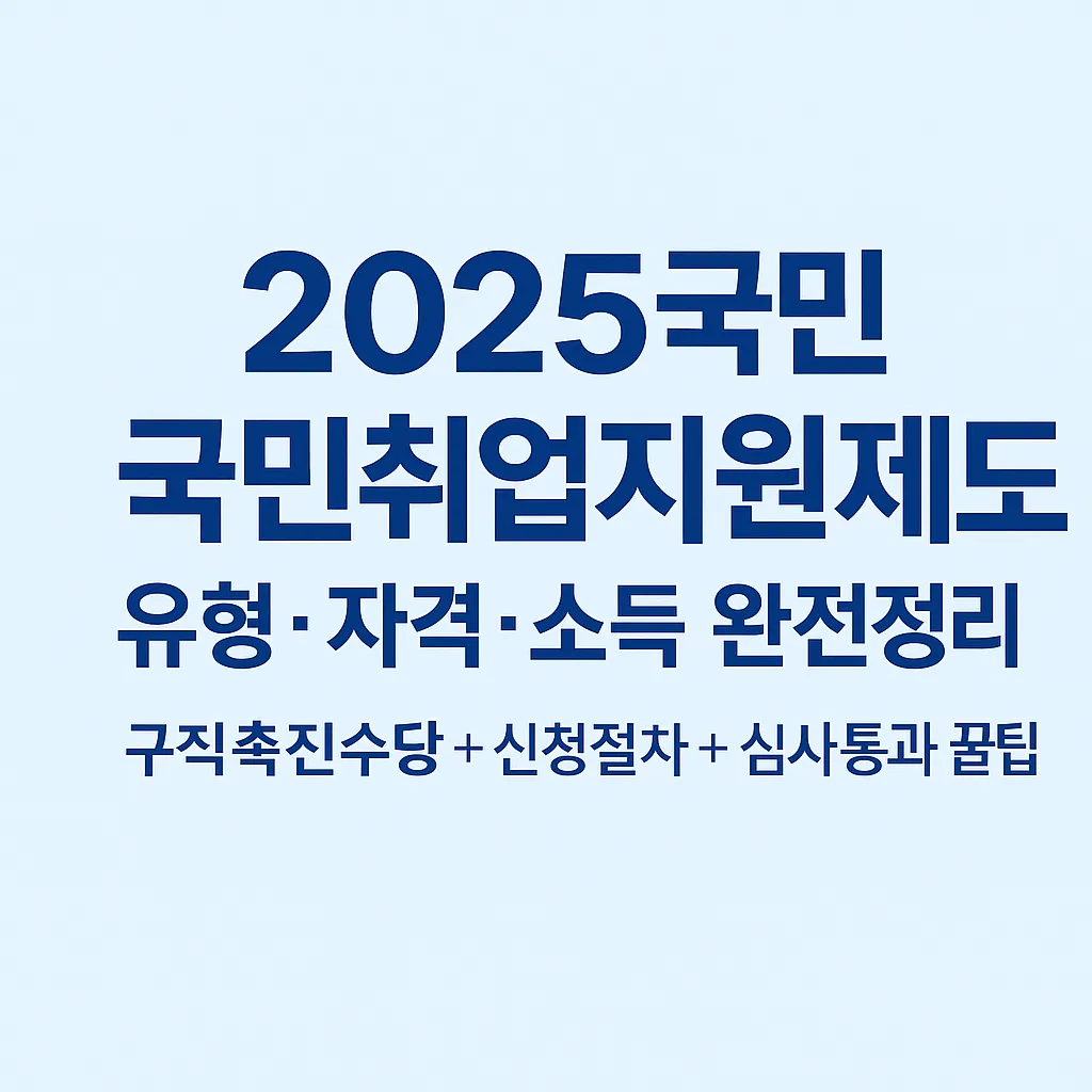 2025 국민취업지원제도 유형 비교표, 자격 기준, 소득·재산 기준, 신청 절차, 구직촉진수당 총정리