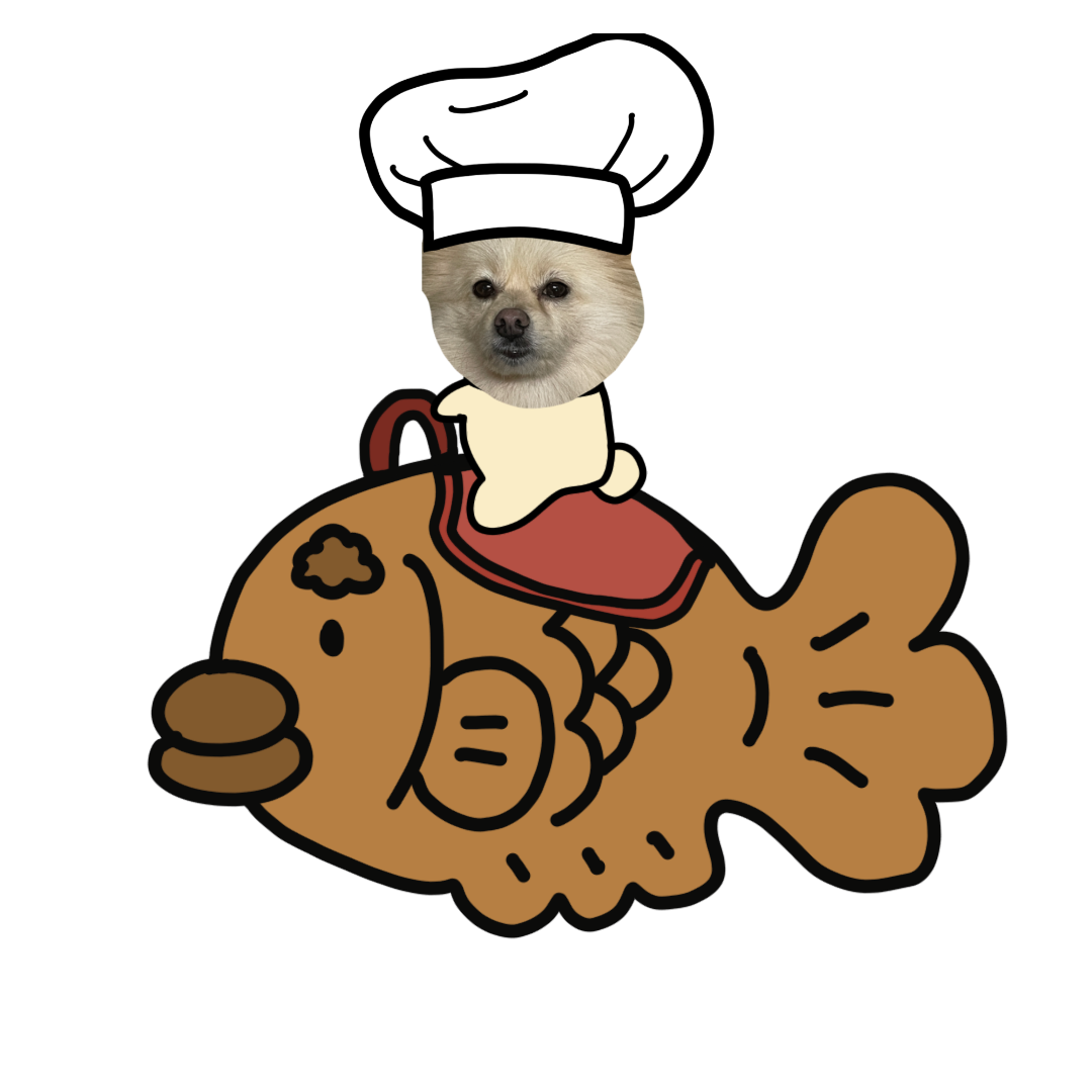 붕어빵 위의 요리하는 강아지