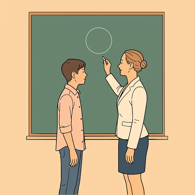 미국 초등학교에서 칠판으로 수업 하는 모습