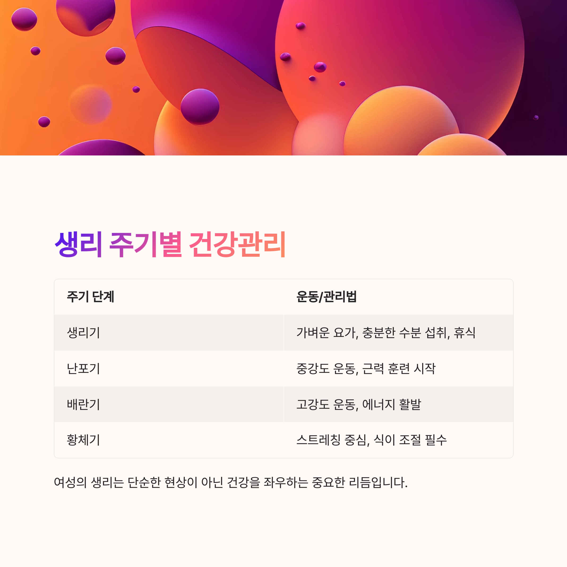 생리 주기별 건강관리 전략