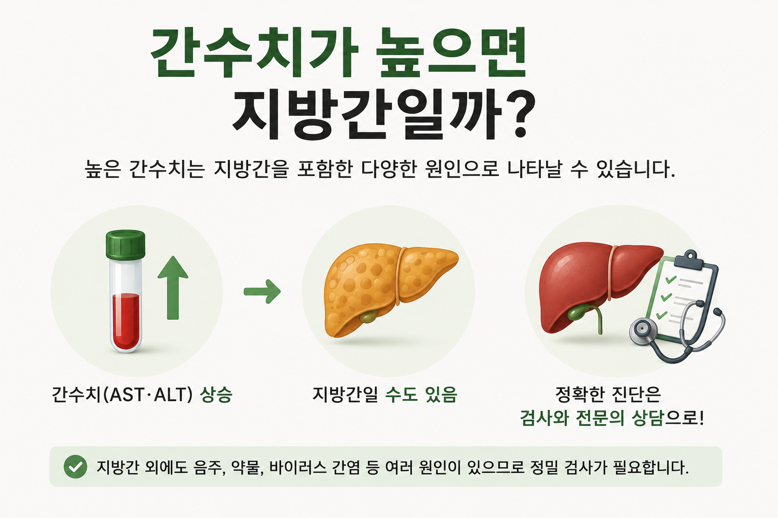간수치 AST ALT 상승과 지방간의 관계 설명 이미지