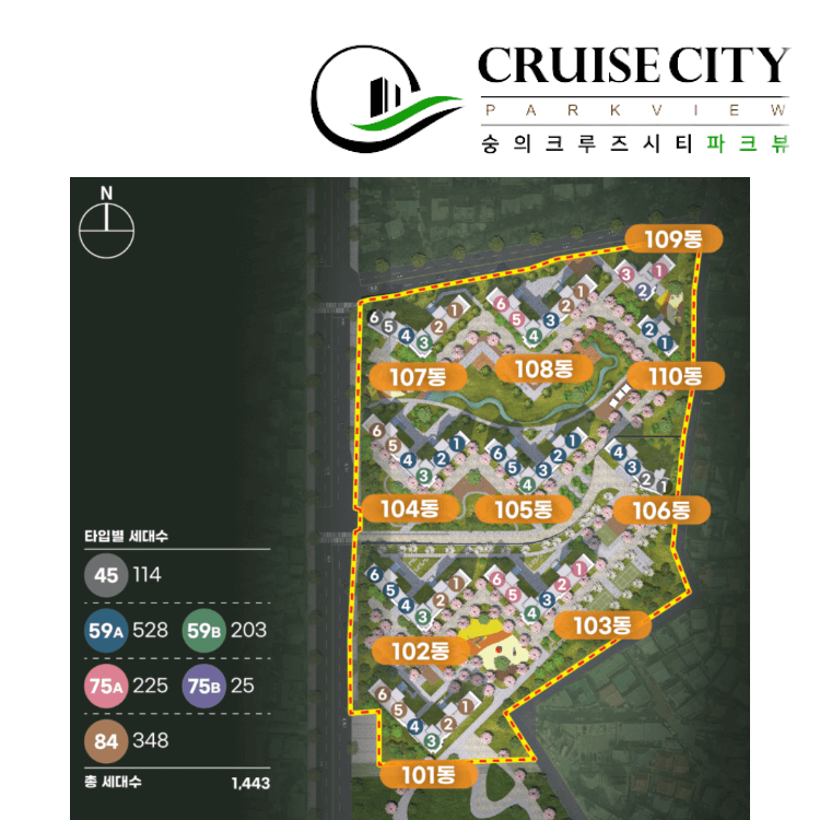 숭의 크루즈시티 파크뷰 단지 배치도