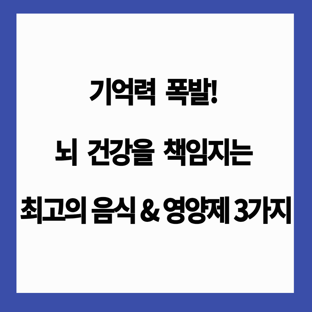 🧠 기억력 폭발! 뇌 건강을 책임지는 최고의 음식 & 영양제 3가지