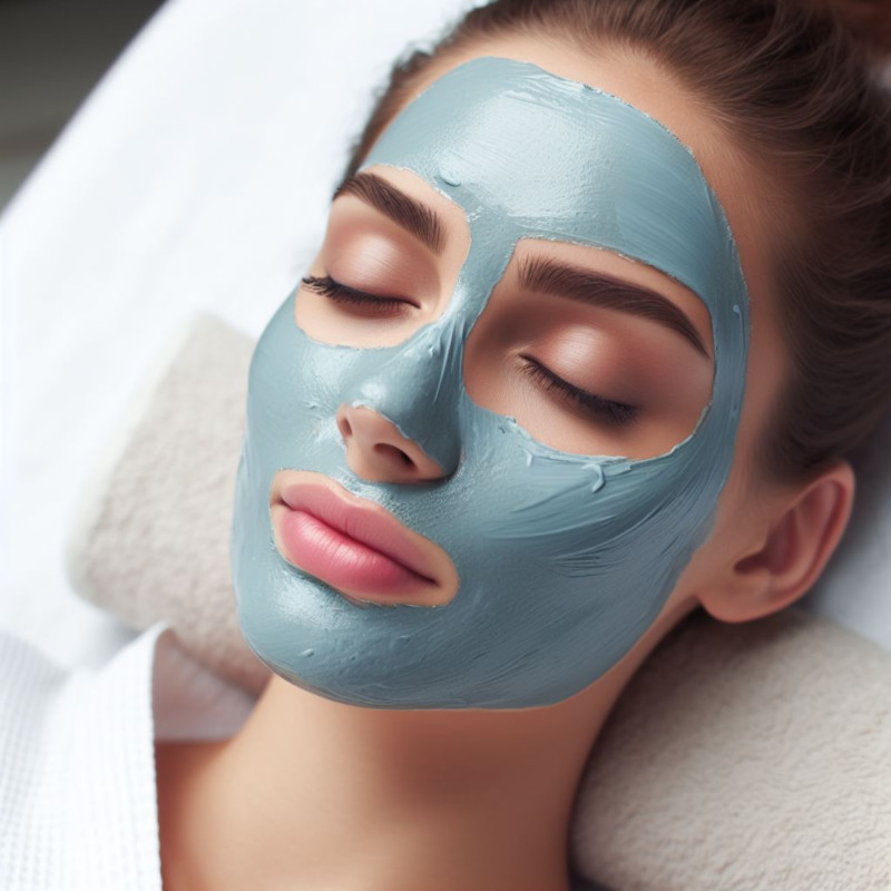 스파 뷰티 살롱에서 얼굴에 마스크를 하고 있는 여성