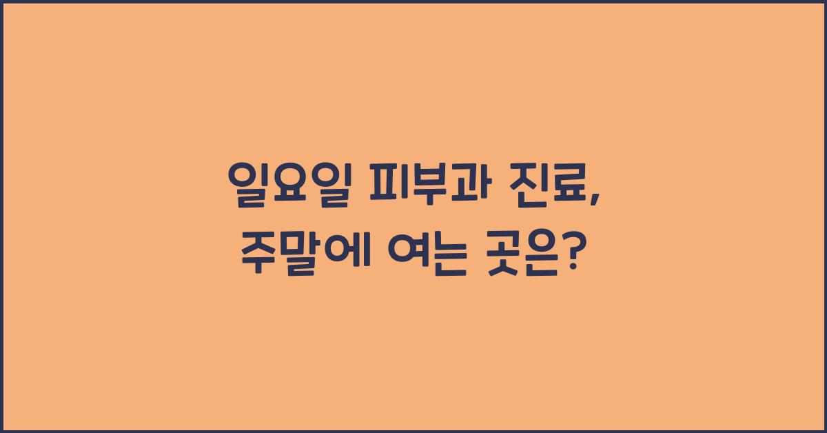일요일 피부과 진료 주말 휴일 여는 곳