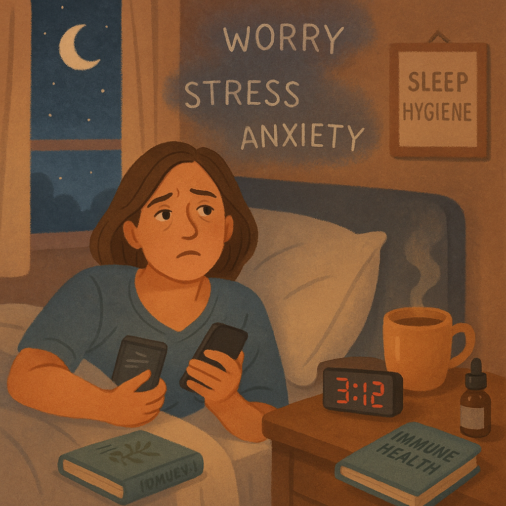 잠못드는 침대위의 여성