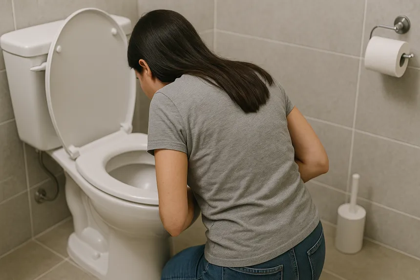 속이 메스껍고 토할 듯한 느낌