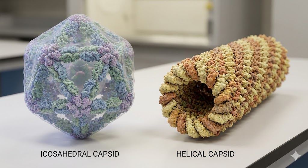 정이십면체와 나선형 캡시드 구조