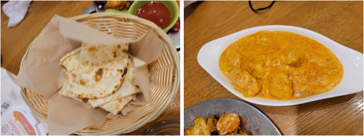 갈릭난과 버터 치킨 커리