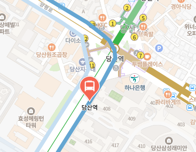 당산역에서 인천공항 리무진 공항버스(6008번) 지도 위치