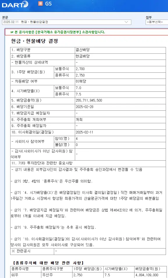 GS(078930) 2025년 배당락일