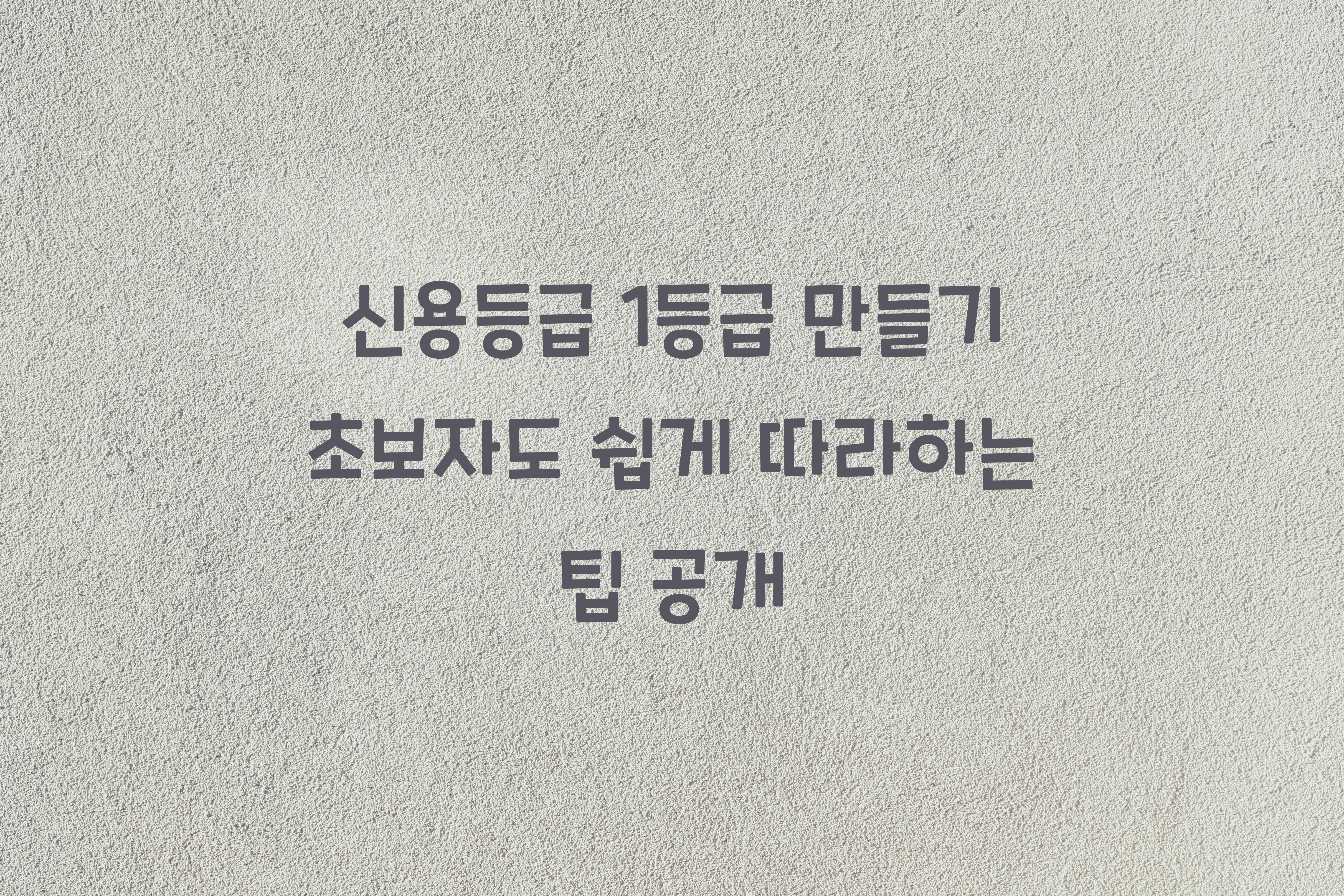 신용등급 1등급 만들기