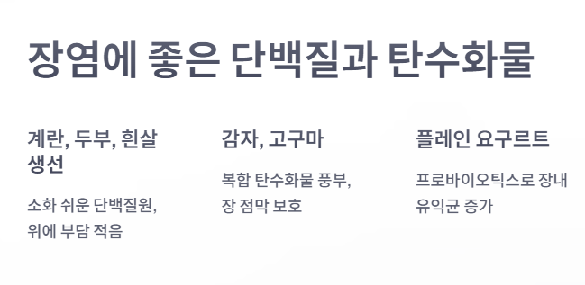 장염에 좋은 단백질과 탄수화물