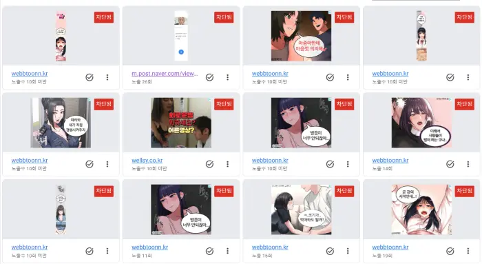 차단된 애드센스 성인광고들