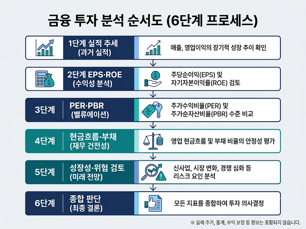 실적과 수익성, PER·PBR, 현금흐름, 부채, 성장성을 순서대로 확인하는 기업 가치 평가 체크리스트