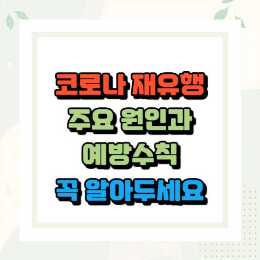 코로나 재유행 주요 원인과 예방수칙 꼭 알아두세요