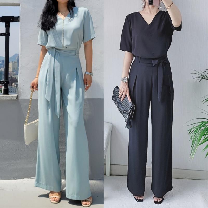 여성정장 세트 여자세미정장 블라우스 바지 투피스 여자셋업