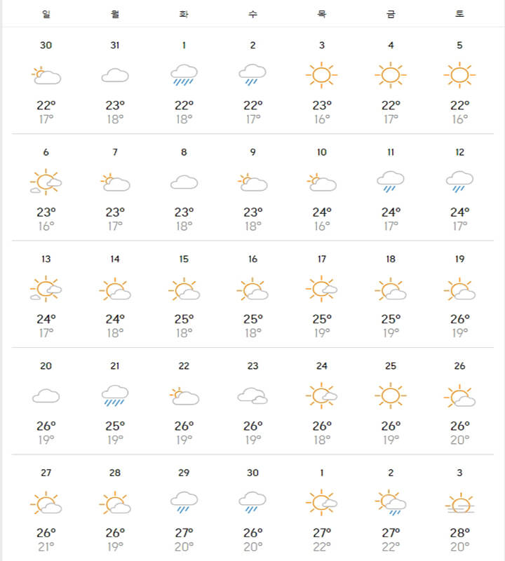 6월제주도날씨표