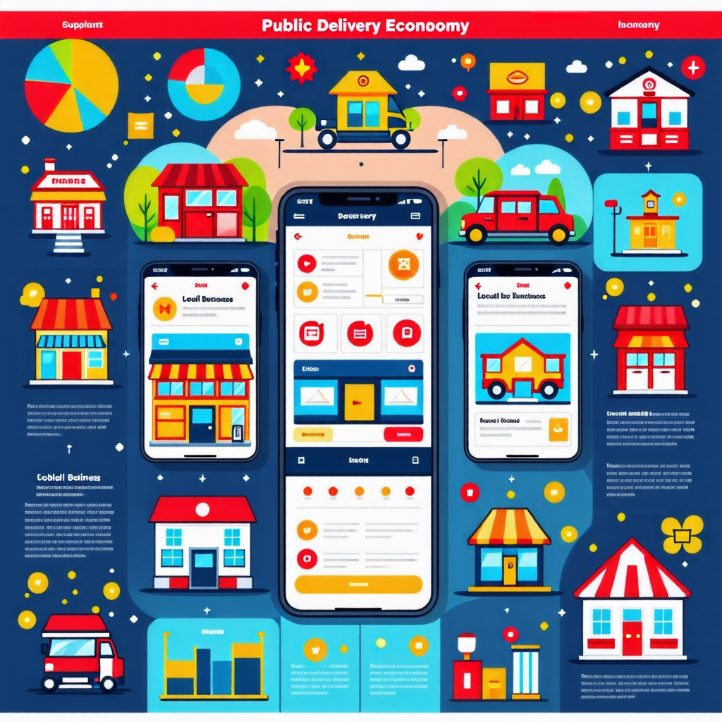 공공배달앱이 지역 경제에 미치는 긍정적인 영향을 설명하는 인포그래픽.