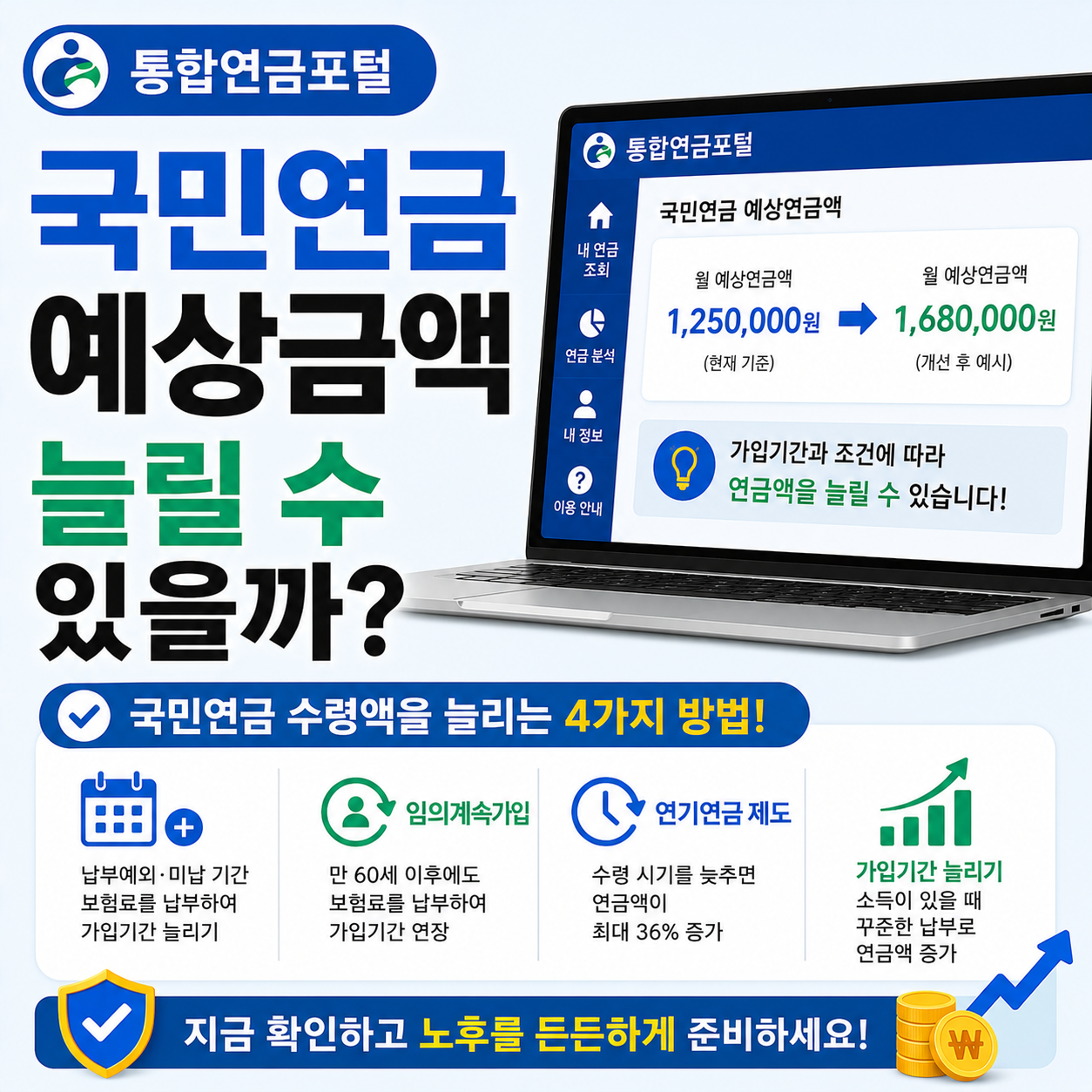 통합연금포털 국민연금 예상금액 확인 화면