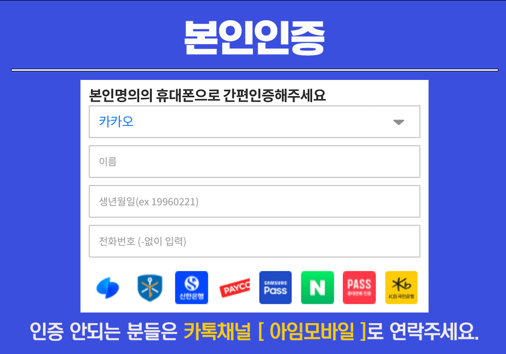 본인인증 진행