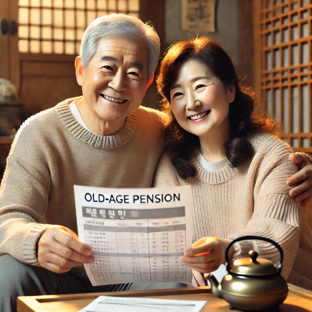 노령연금을 검토하는 노부부