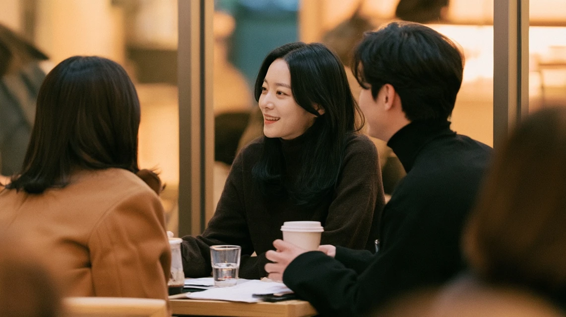 편안한 마음으로 동료와 대화하는 모습