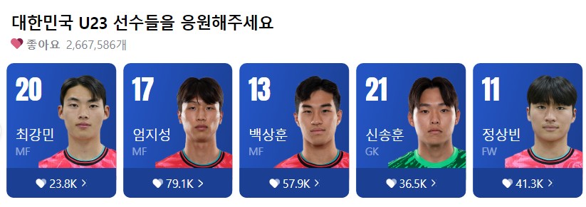 한국 아시안컵 국가대표 선수