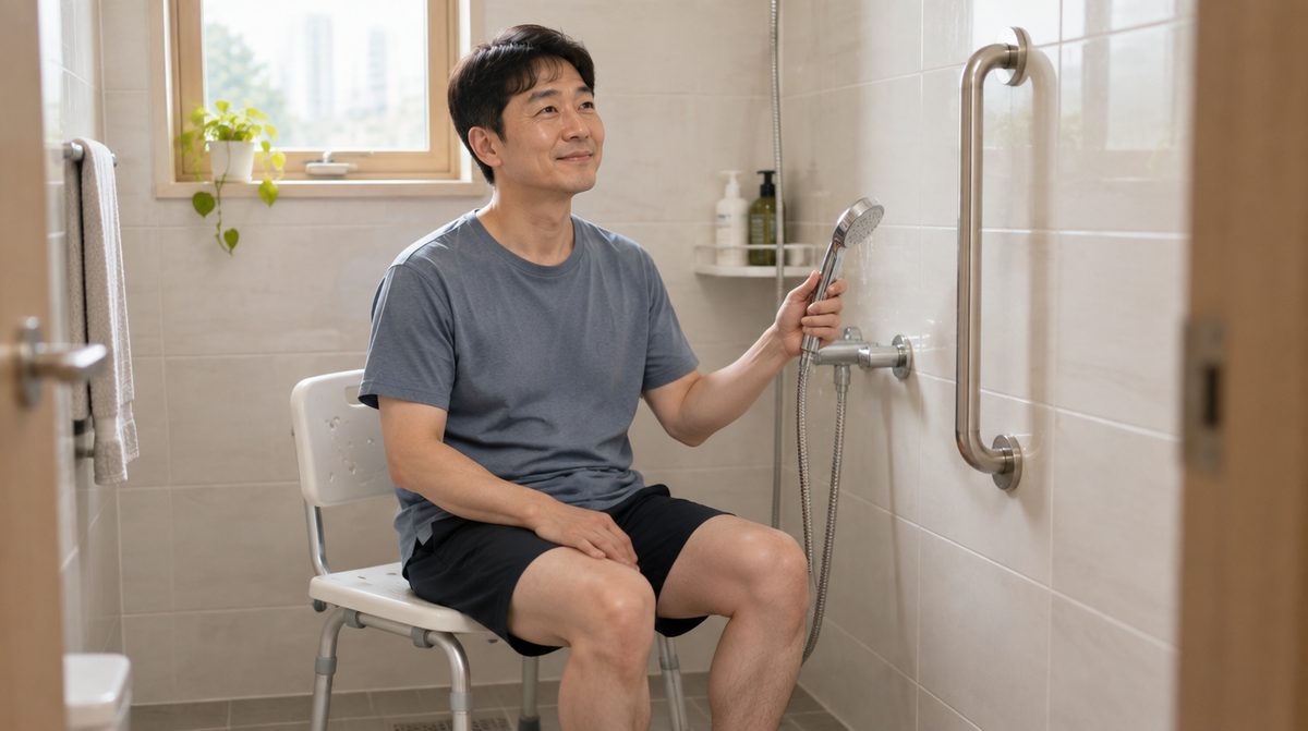 편마비 혼자 샤워하기, 처음 혼자 씻은 날 욕실에서 바꾼 것들