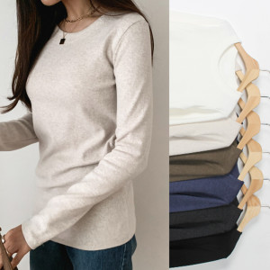 피치기모 레이어드 이너 흰티 면티 기본 무지 티셔츠