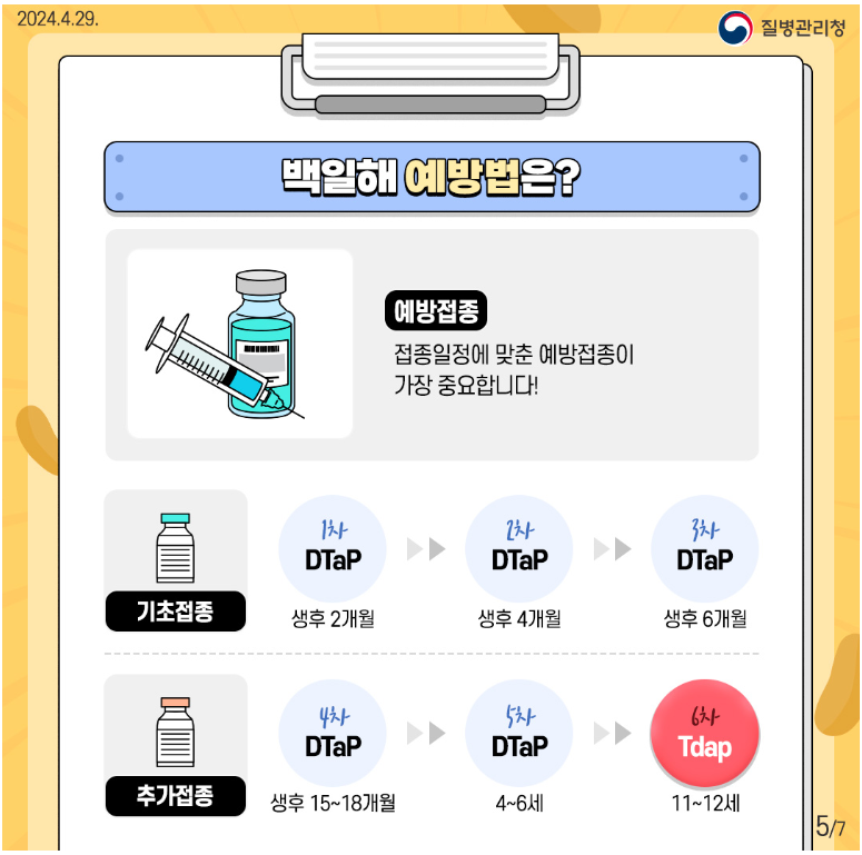 백일해 증상 에방접종 치료