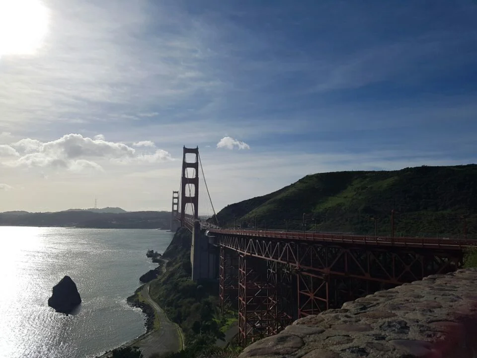 미국 샌프란시스코에 위치한 금문교를 1번 국도 인근 전망대 에서 바라본 풍경
