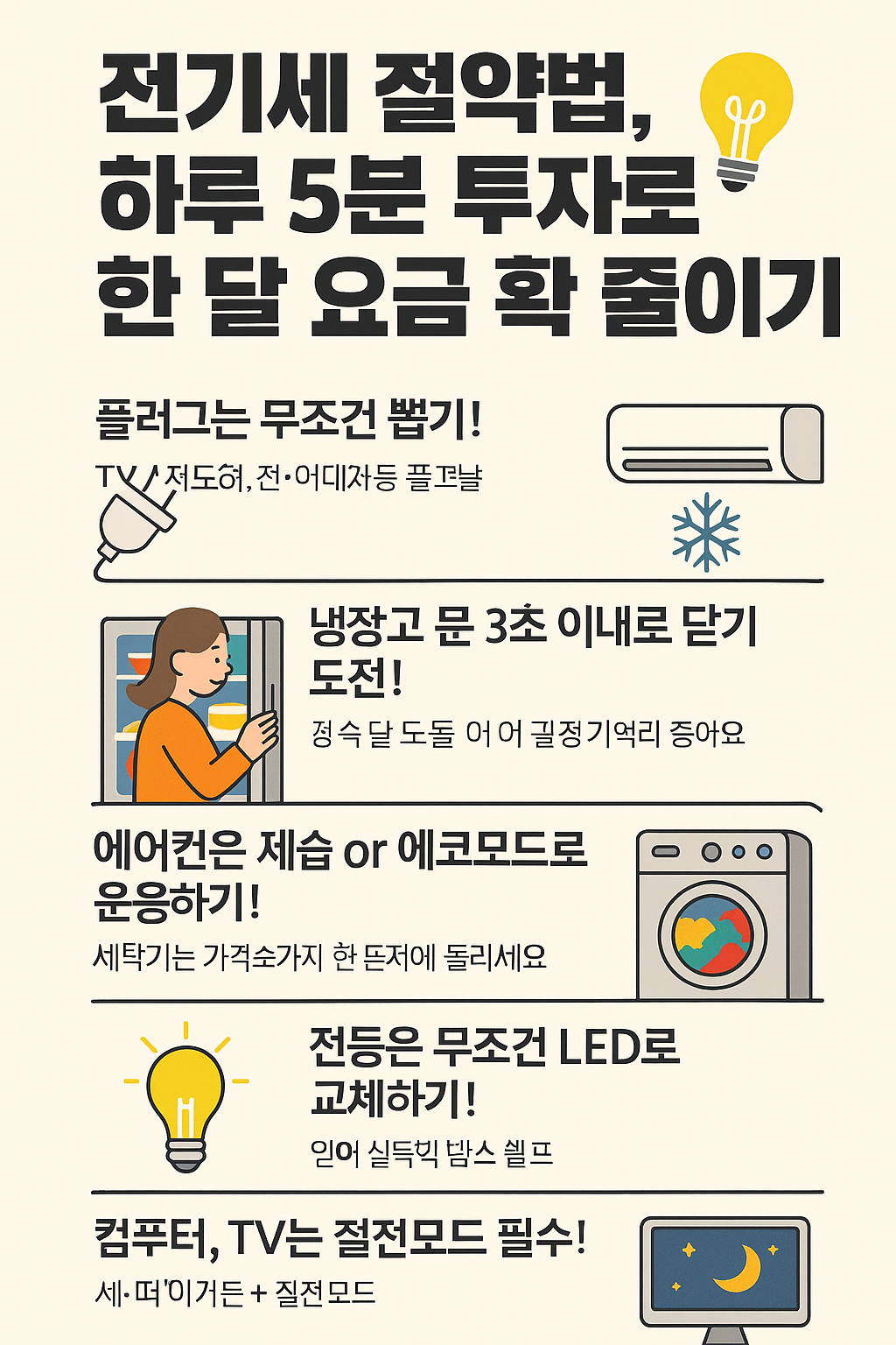 전기세 절약법, 하루 5분 투자로 한 달 요금 확 줄이기!