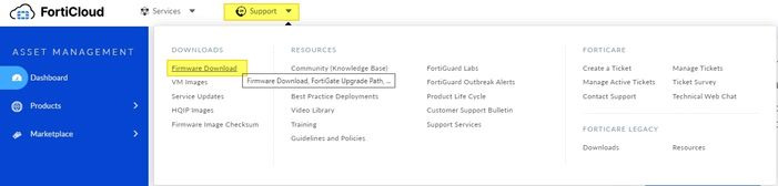 support.fortinet.com -&gt; Support -&gt; Firmware Download