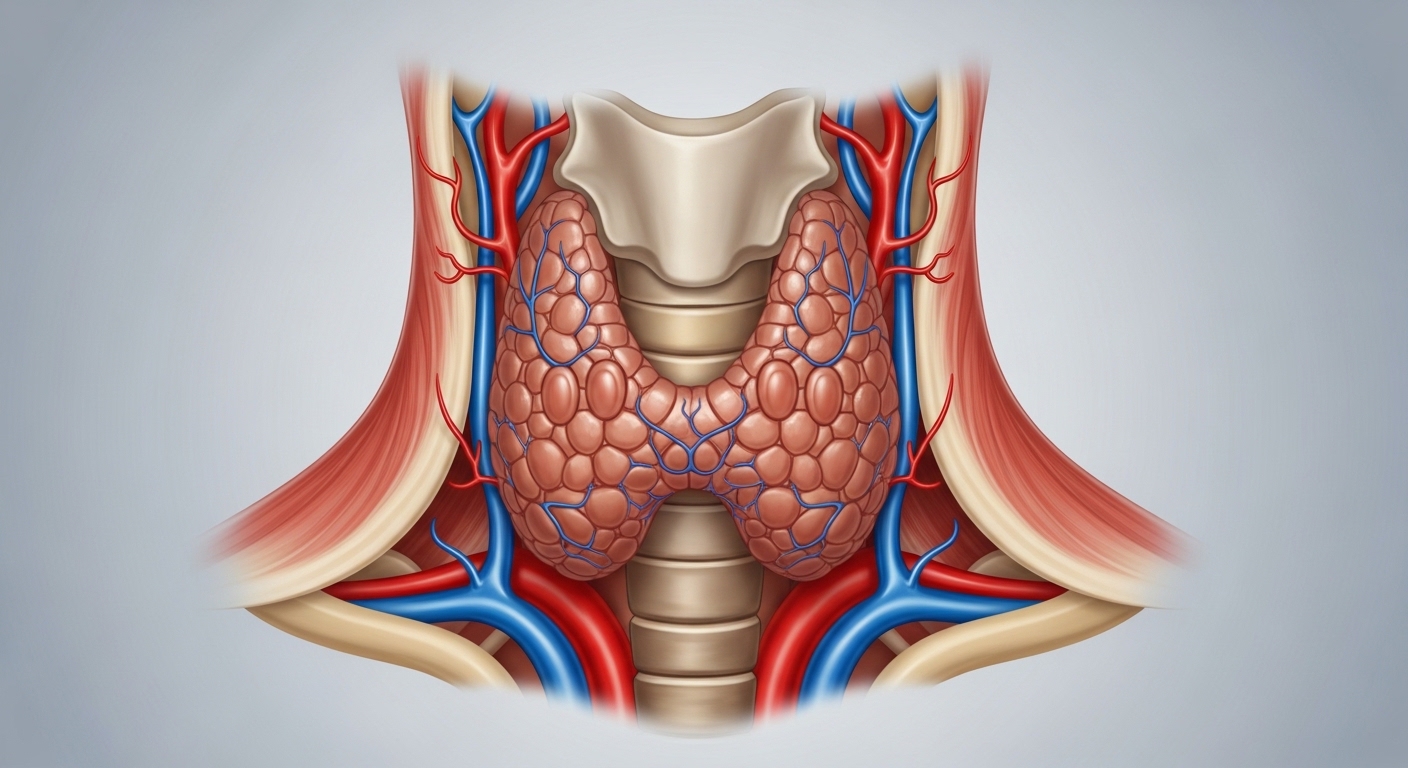 갑상선 기능 저하증 증상과 관련된 갑상선 위치 해부 이미지