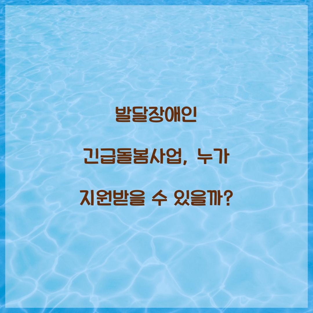 발달장애인 긴급돌봄사업