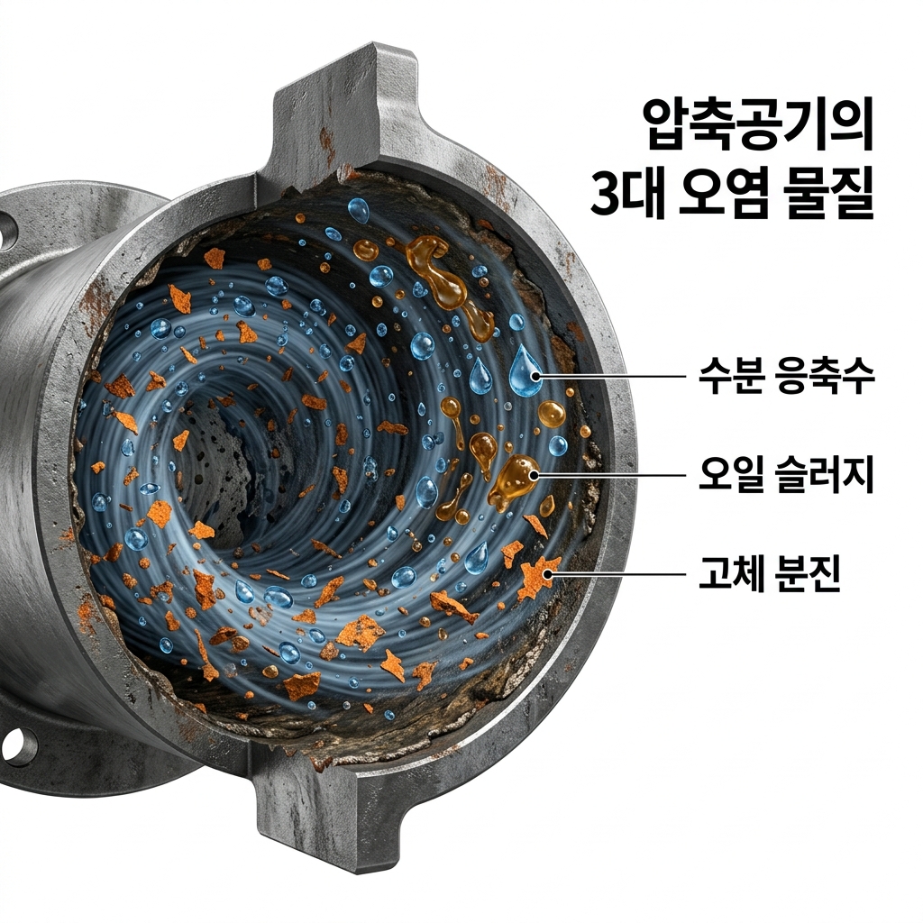 압축공기 청정화의 기초 배관 속 3대 오염물질과 청정화 기기가 필요한 이유