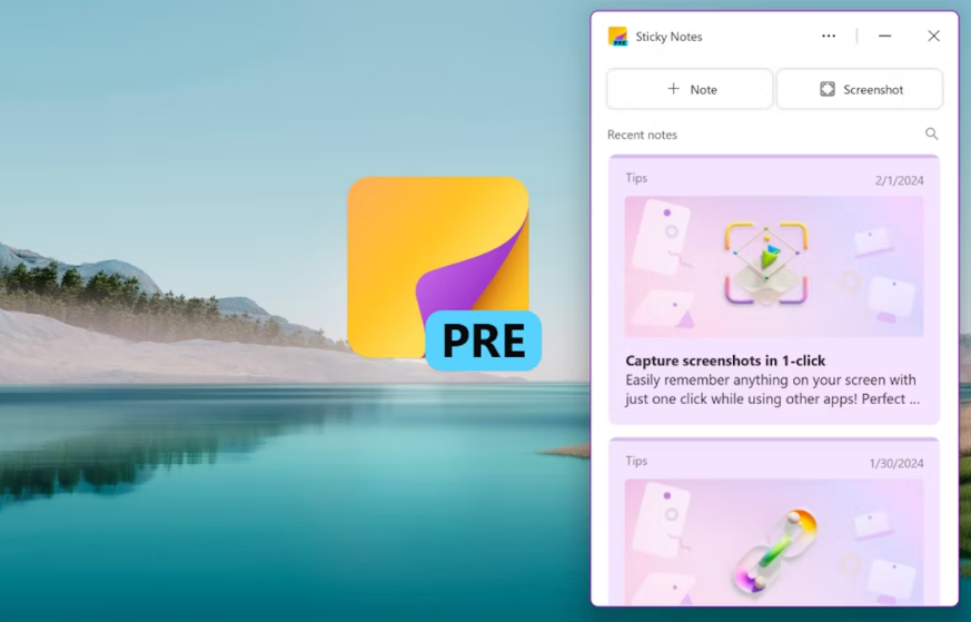 새로운 Windows Sticky Notes 앱으로 스크린샷을 메모로 활용하는 방법(이미지출처-xda-developers)