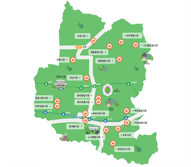 부천 전통시장 지도