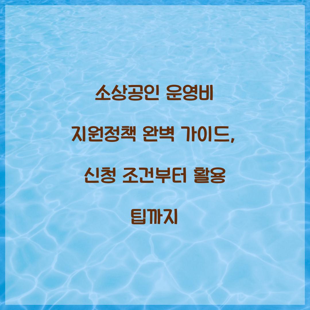 소상공인 운영비 지원정책