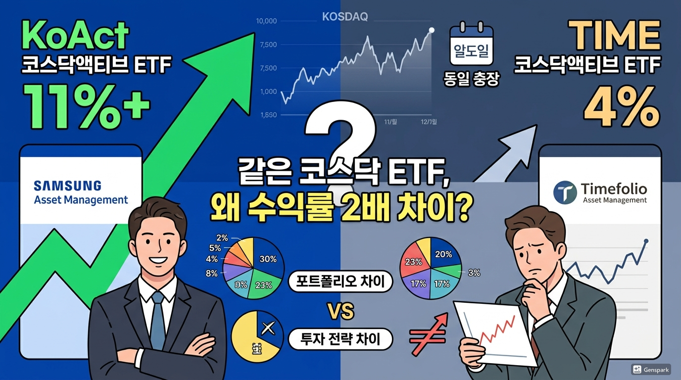 KoAct 코스닥액티브 ETF vs TIME 코스닥액티브 ETF 비교 &ndash; 수익률 차이의 이유